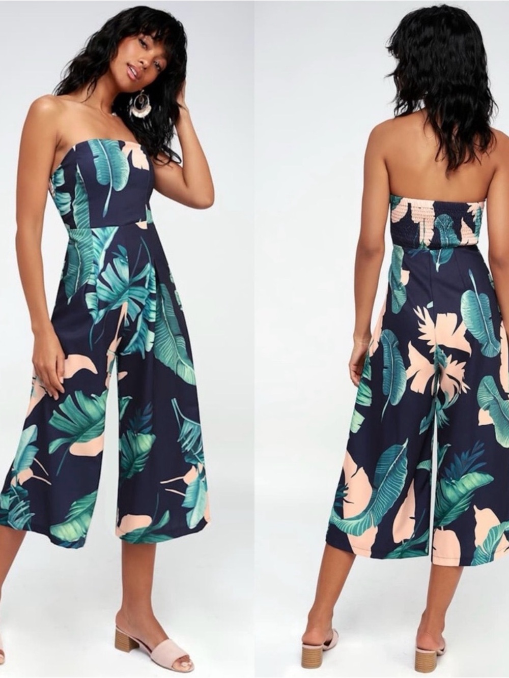 Lulus Navy Tropical Print Romper Size M
